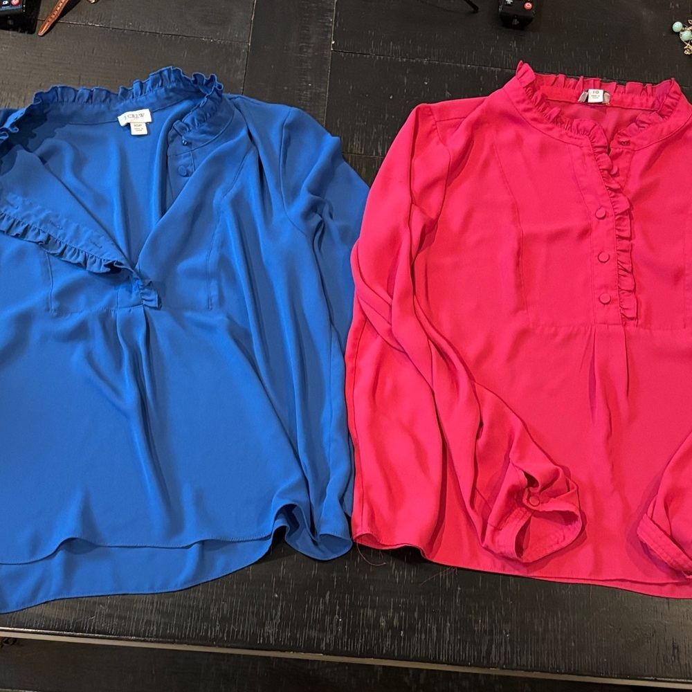J. Crew Bundle Blue Pink Blouse 10/10P